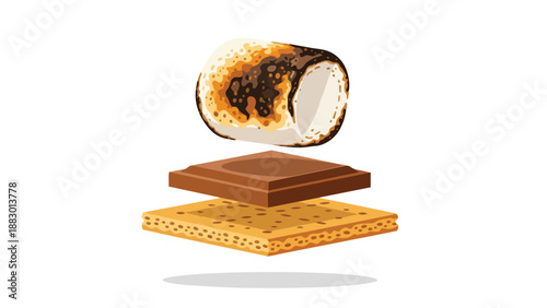 Deconstructed classic sweet treat with toasted marshmallow, chocolate, and graham cracker. A delectable dessert experience ready to be assembled and