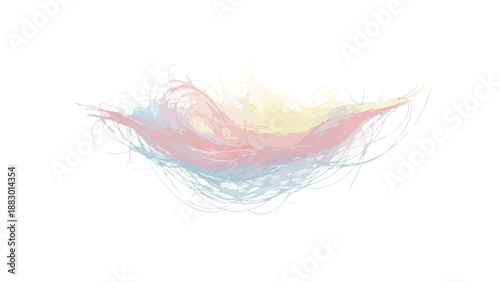 A graceful pastel brushstroke flow creating a vibrant abstract design on a pristine white canvas, featuring soft blended hues and dynamic, ethereal