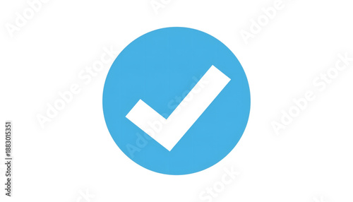 A blue circle with a white checkmark on a black background on transparent background