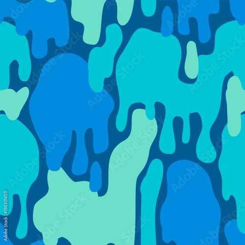 Comic dripping blots background in pop art, graffiti style. Funky paint drips, stains, drops seamless pattern. Cartoon shapes vector art illustration for wrapping, textile, fabric, wallpaper etc