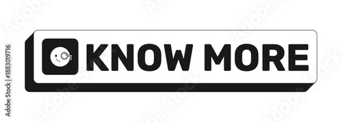 Know more rectangle UI web button. Learn details. Detailed information access. Explore topic. Article read. Black and white clickable bold element. CTA for social media, streaming. Rubik font used