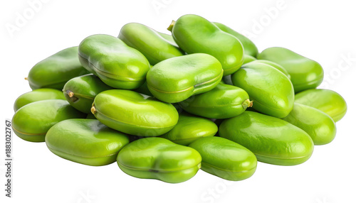 Vibrant pile of fresh green fava beans, smooth, healthy, ready for cooking and consumption