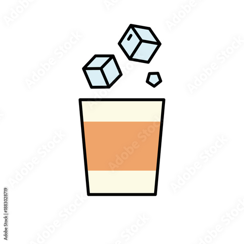 紙コップに氷を入れるイラスト