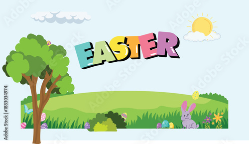 Math Easter Egg Counting Game Presentation in Pastel Animated Style, vector, cartoon, illustration, design, card, easter, baby, animal, set, rabbit, birthday, art, spring, flower, holiday, pattern, de