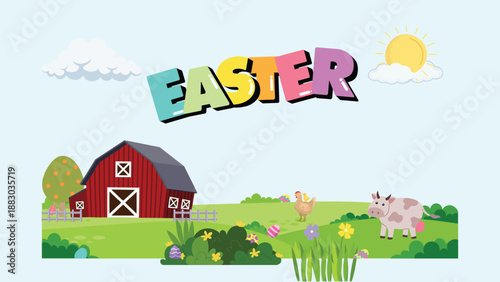 Math Easter Egg Counting Game Presentation in Pastel Animated Style, vector, cartoon, illustration, design, card, easter, baby, animal, set, rabbit, birthday, art, spring, flower, holiday, pattern, de