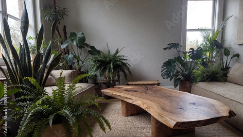 Minimalist Cozy Interior with Lush Indoor Plants