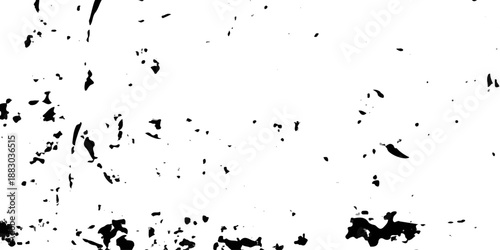 Black ink splat and grunge paint splatter texture design featuring a liquid spray element and artistic brush stroke stains on an abstract vector illustration background