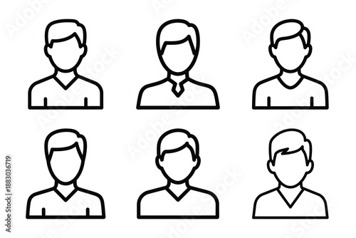 Minimalist Modern user social activity outine icons set with editable stroke.