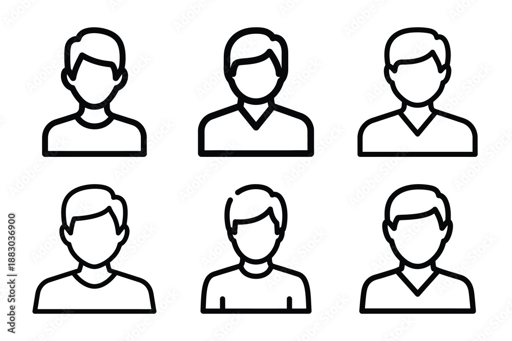 Fototapeta premium Minimalist Modern user social network outine icons set with editable stroke.