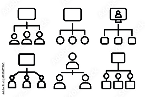 Minimalist Modern community collaborative hub outine icons set with editable stroke.