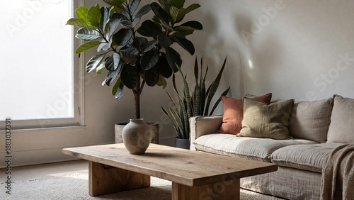 Cozy Minimalist Home Interior with Indoor Plants