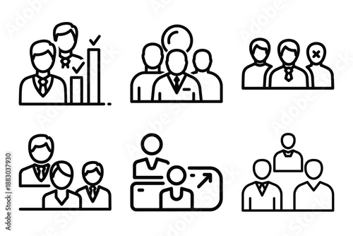 Minimalist Modern community content moderation outine icons set with editable stroke.