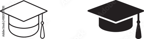 Graduation cap icon in bold outline style for education, academic success and ceremony use.