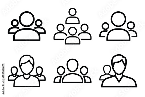 Minimalist Modern community interactive community outine icons set with editable stroke.
