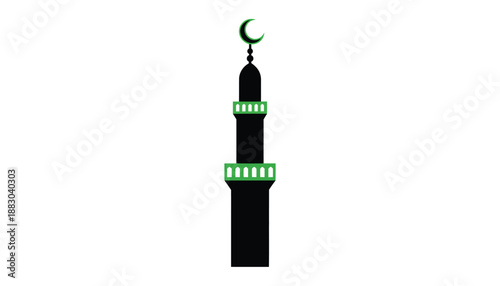 Minaret with Crescent Moon Decoration in Simple Elegant Style for Islamic Cultural Representation