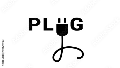 plug symbol, black isolated silhouette
