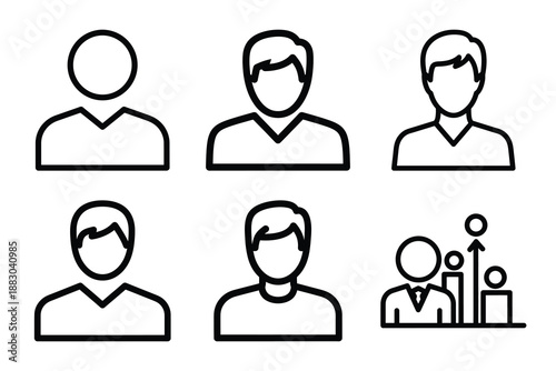 Minimalist Modern member activity monitoring outine icons set with editable stroke.