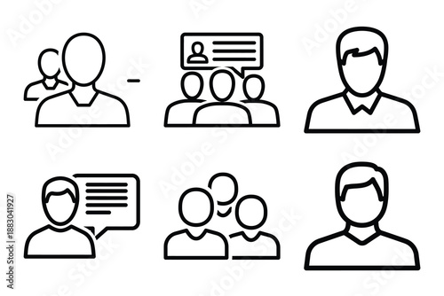 Minimalist Modern member interaction alerts outine icons set with editable stroke.