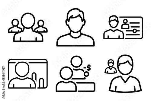 Minimalist Modern member interaction analytics outine icons set with editable stroke.