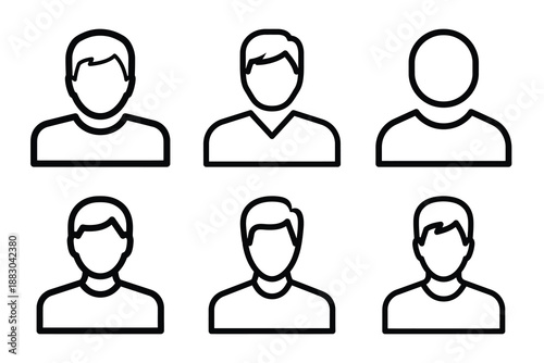 Minimalist Modern member profile interaction outine icons set with editable stroke.