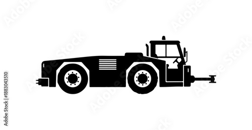 Tow truck, vehicle silhouette, flat design, black icon, transportation