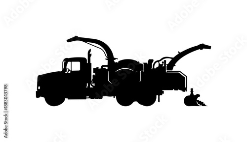 Silhouette of a Logging Truck