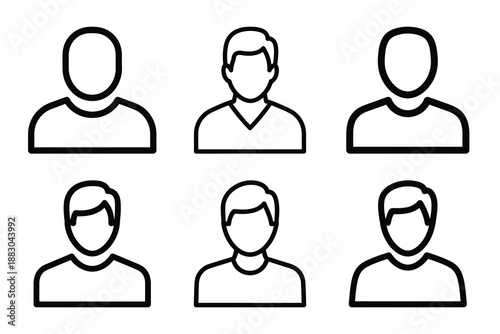 Minimalist Modern public user directory outine icons set with editable stroke.