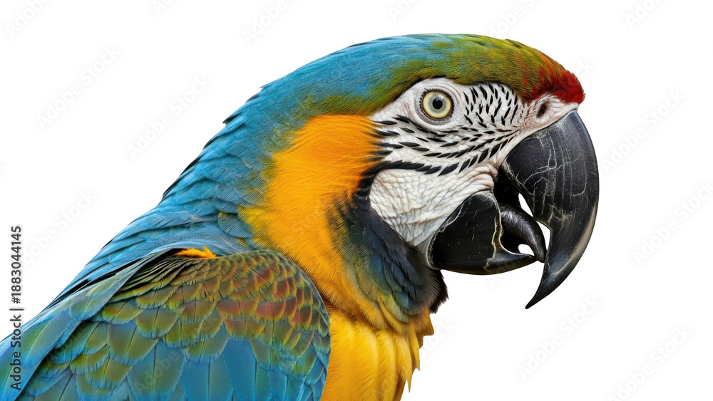 Fototapeta premium Closeup of a Blue and Gold Macaw Parrot.