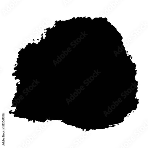 A large black paint smudge on a white background
