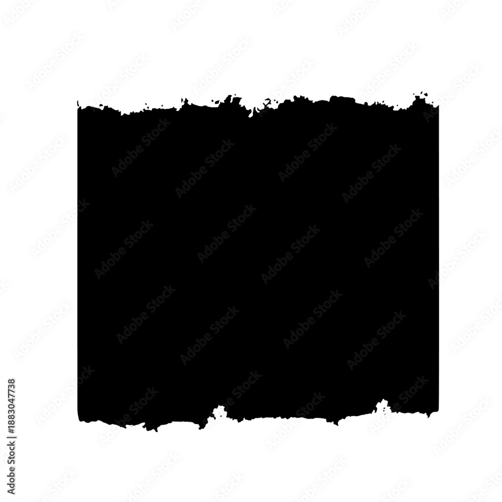 Obraz premium A black rectangle with rough edges on a white background