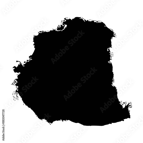 A large black smudge on a plain white background