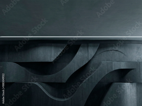Minimal Grey Architectural Waves with Central White Line