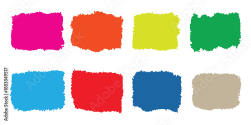 Colorful brush strokes and vibrant torn edge brush stroke elements icon vector. Rectangle brush collection. Grungy brushes symbol. vector illustration.