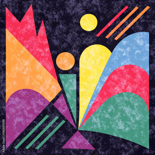 Vibrant geometric shapes in abstract composition representing art, creativity, and color