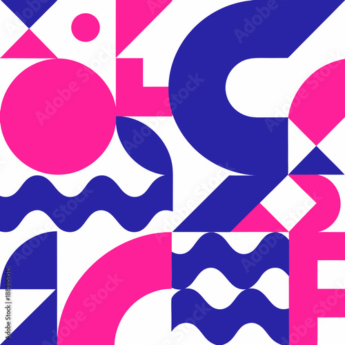 Vibrant graphic illustration featuring abstract shapes and geometric patterns in dynamic composition