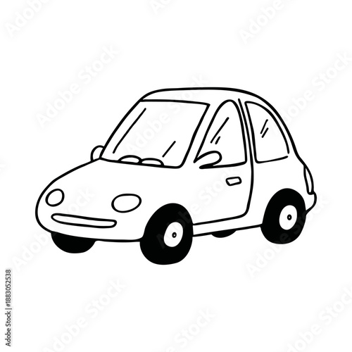Doodle car, vector line art. Simple hand drawn icon