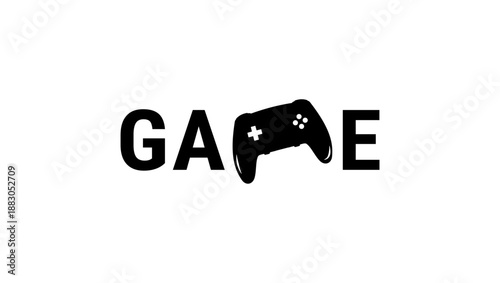 Game inscription, black isolated silhouette