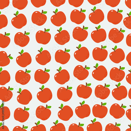 Seamless Pattern of Red Apples