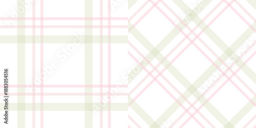 Pastel Pink and Green Plaid Pattern Fabric Design