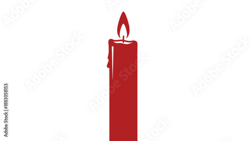 Red Candle in Simple Elegant Design with Warm Soft Lighting on Isolated White Background for Spa and Wellness