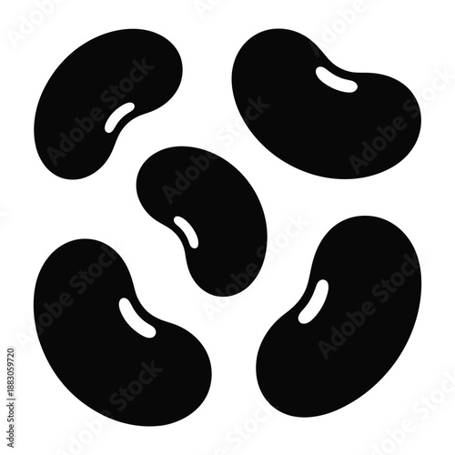 Black Beans Vector Illustration Isolated Design Element Concept of Health Food Vegetarian Diet Food Product Detailed Image of Traditional Food