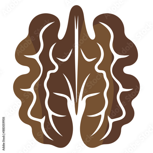 Modern vector graphic design of walnut with shell on transparent background for creative logo element template and artistic illustration food projects isolated