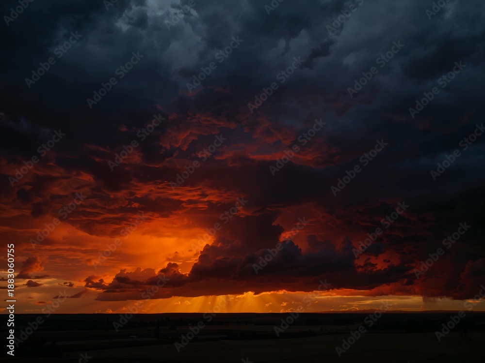 Fototapeta premium Dramatic Sunset with Ominous Clouds