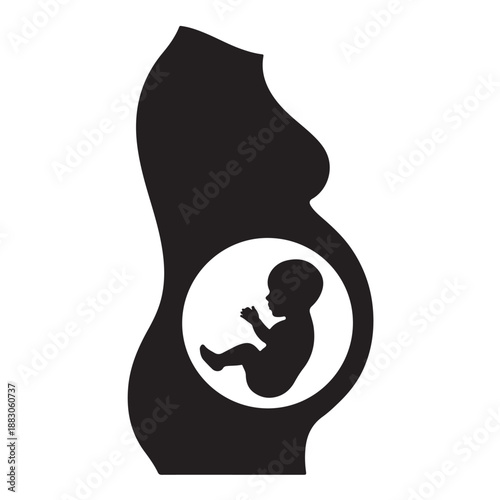 Pregnant Woman Silhouette with Fetal Baby Inside