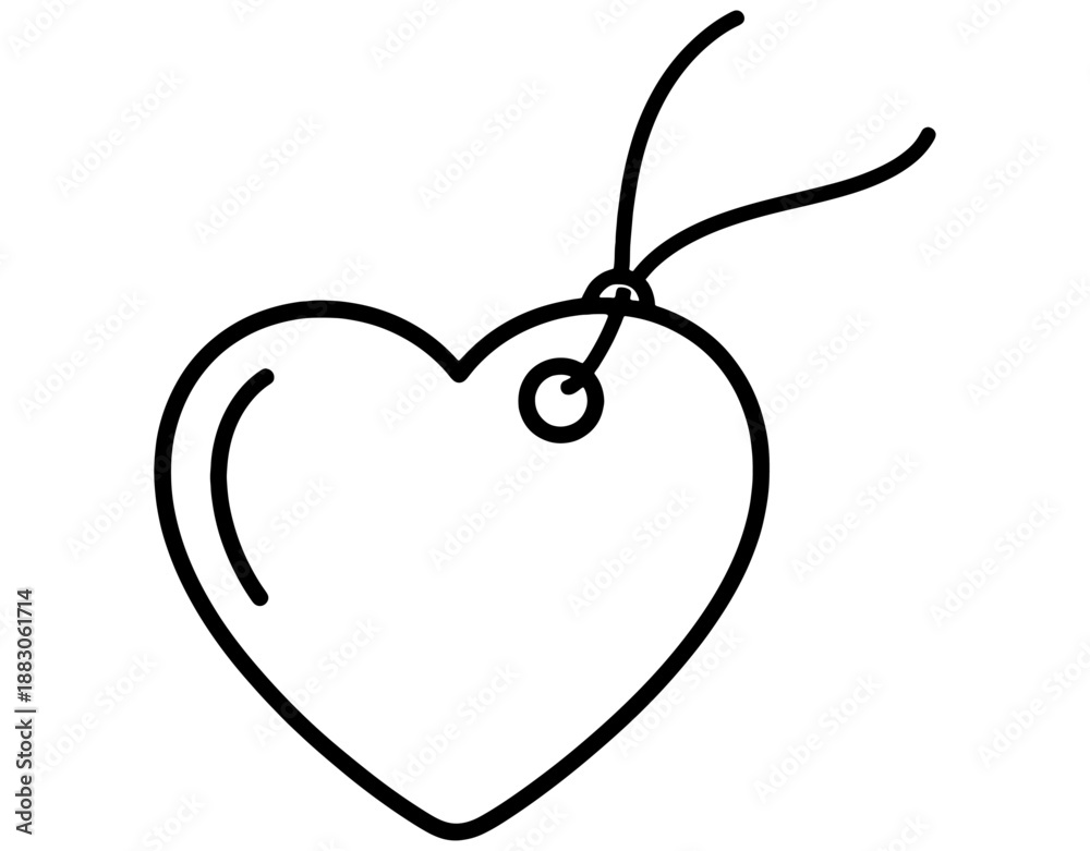 Fototapeta premium Romantic Heart Shaped Tag Icon Vector Illustration. Minimalist Love Label for Valentine Day Gift, Wedding Favor, Price Tag, Greeting Card, and Creative Sale Concept Design.