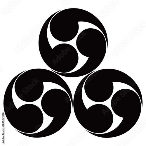 家紋です。三つ盛右三つ巴といいます。