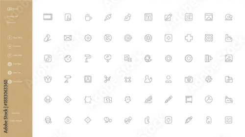 A Comprehensive Collection of Minimalist Line Art Icons Suitable for Various Digital and Print Design Projects