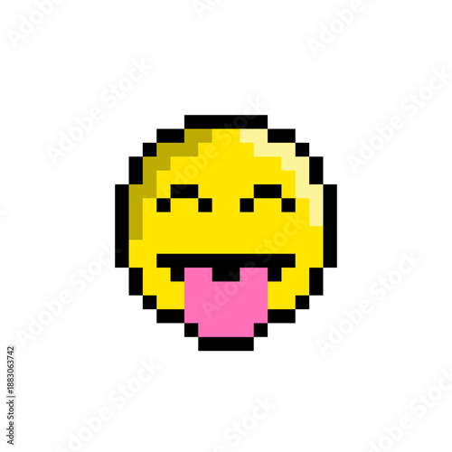 Emoji Pixel Art. Emoticon with Pixel Art Style