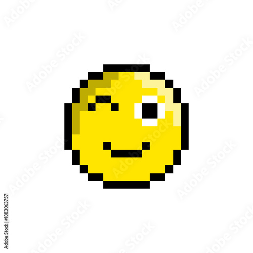 Emoji Pixel Art. Emoticon with Pixel Art Style