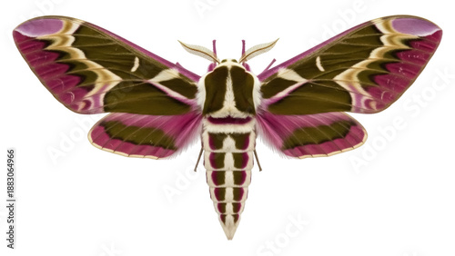 Fotografía Isolated elegant oleander hawk-moth or army green moth with wings spread in stud
